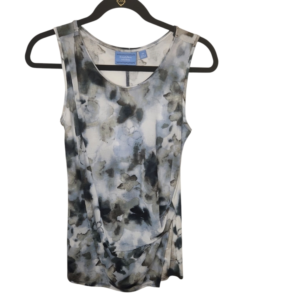 Simply Vera Vera Wang Black White Gray Floral Sleeveless Top Size XS
